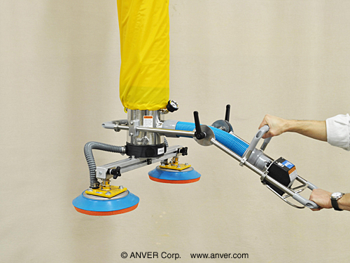 ANVER Vacuum Tube Lifter with Custom Dual Bag Head Pad Attachment